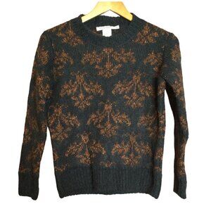 Summum Woman Alpaca Blend Sweater XS Black & Gold Metallic Patterned Made In Ita